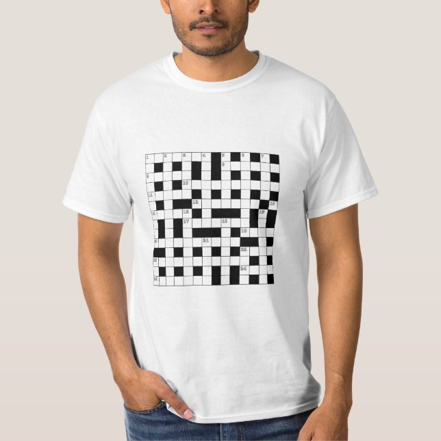 Retro Black White Crossword Puzzle Pattern T-Shirt (Front)