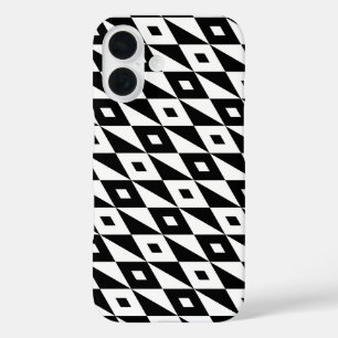 Retro Black White Diamond Shape Modern Pattern iPhone 16 Case