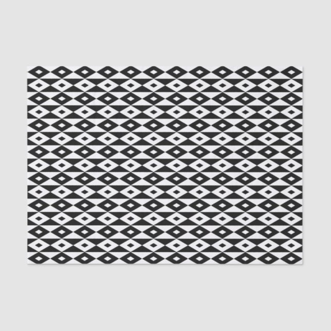 Retro Black White Diamond Shape Modern Pattern Tissue Paper (Front)