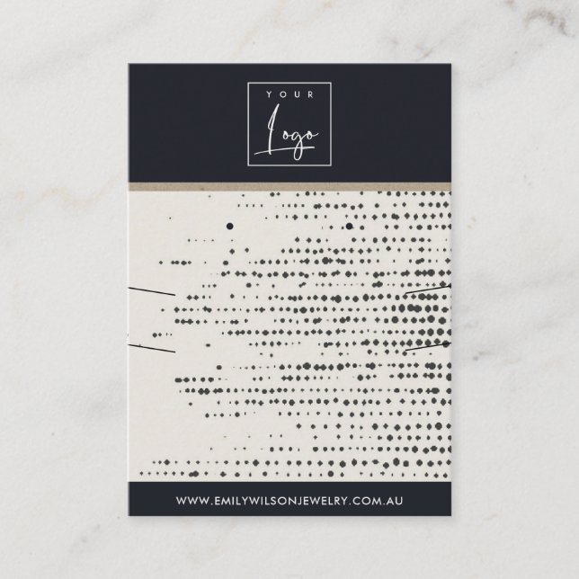 RETRO BLACK WHITE DOTS NECKLACE EARRING DISPLAY BUSINESS CARD (Front)