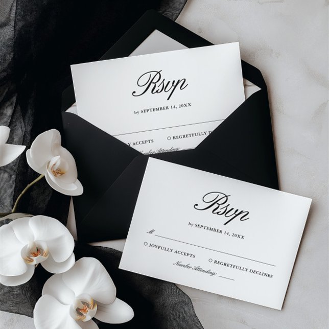 Retro Black & White Elegant Wedding RSVP Card (Retro Black & White Elegant Wedding RSVP Card)