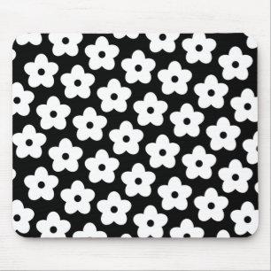 Retro Black & White Floral Elegant Botanical Gift  Mouse Pad