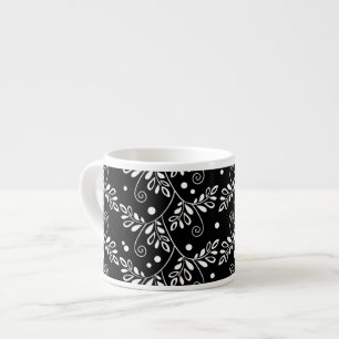 Retro black white floral Espresso Mug