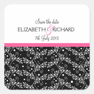 Retro black white floral 'Save the Date' Sticker