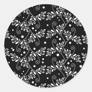 Retro black white floral Sticker