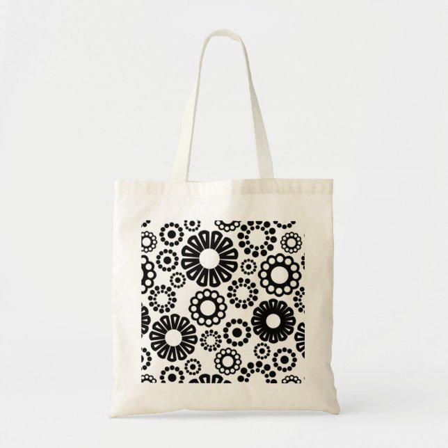 Retro black white flowers Bag (Front)
