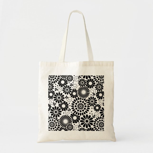 Retro black white flowers Bag (Front)