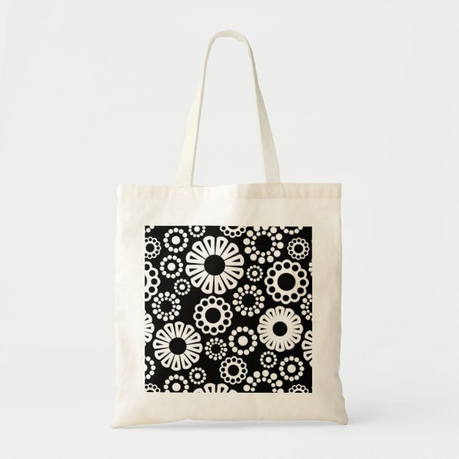 Retro black white flowers Bag (Front)