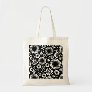 Retro black white flowers Bag