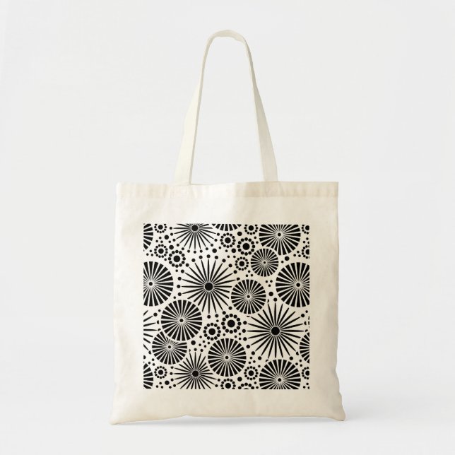 Retro black white flowers Bag (Front)