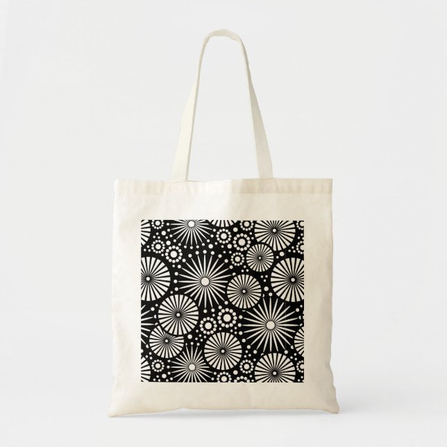 Retro black white flowers Bag (Front)