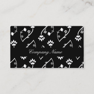 Retro black white flowers Business Card
