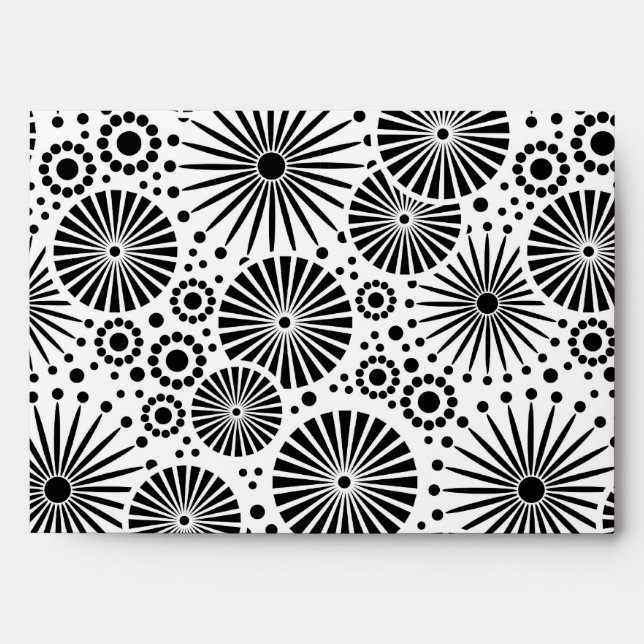 Retro black white flowers Envelope (Front)
