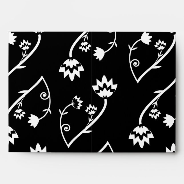 Retro black white flowers Envelope (Front)