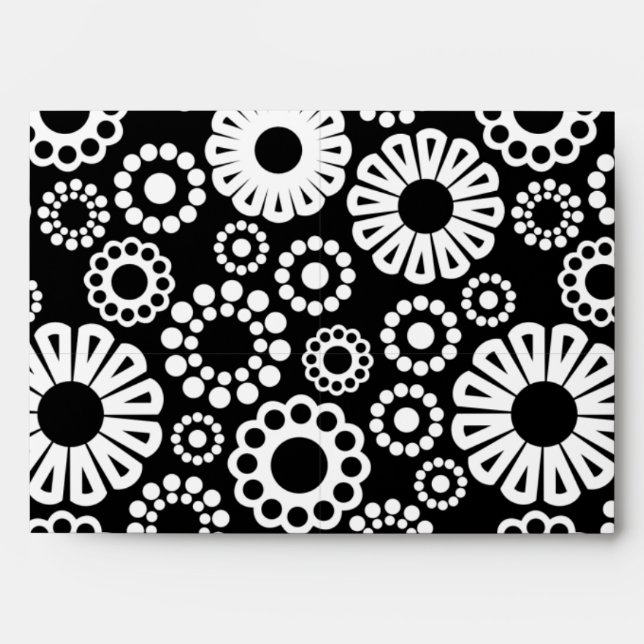 Retro black white flowers Envelope (Front)