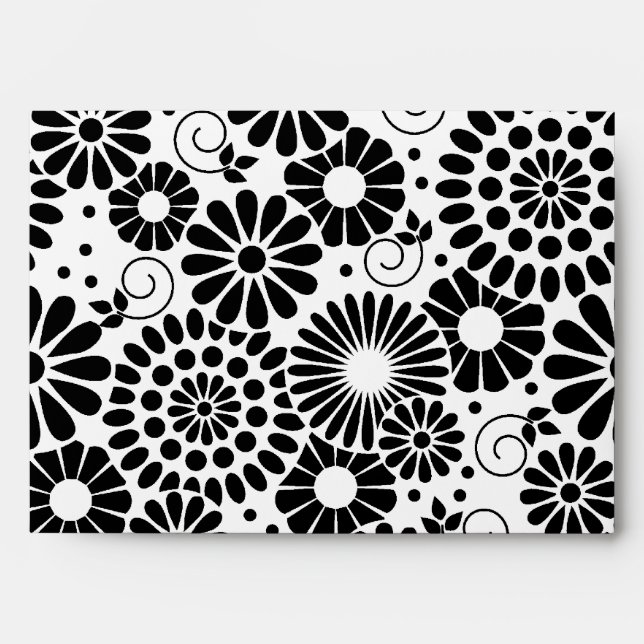 Retro black white flowers Envelope (Front)