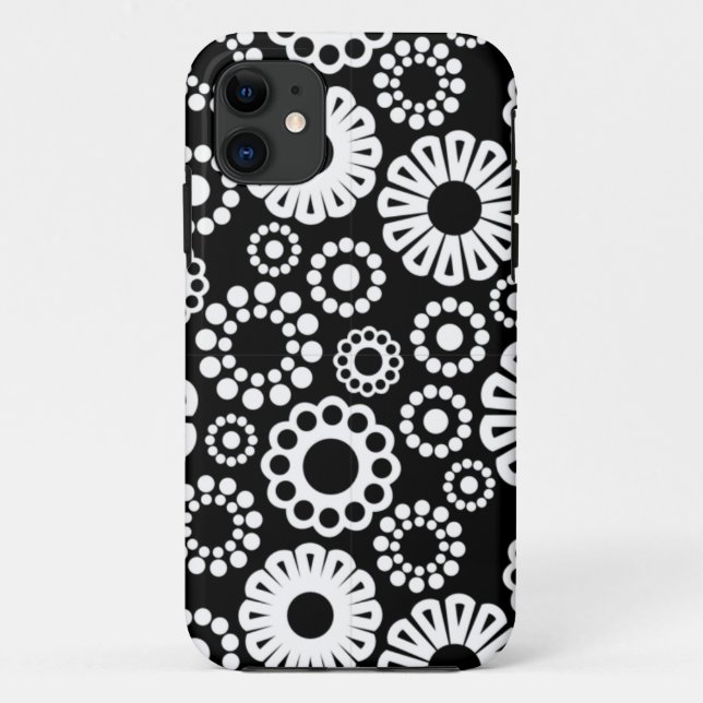 Retro black white flowers iPhone 5 Case (Back)