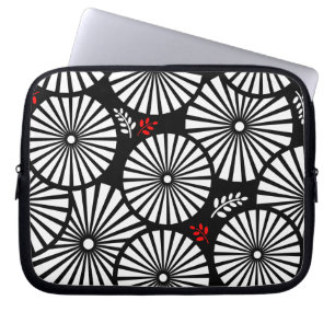 Retro black white flowers Laptop Sleeve