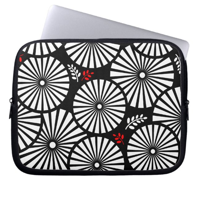 Retro black white flowers Laptop Sleeve (Front)