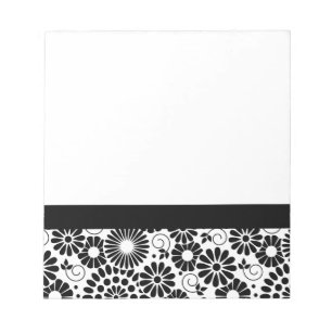 Retro black white flowers Notebook Notepad