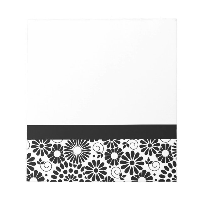 Retro black white flowers Notebook Notepad (Front)