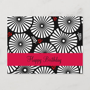 Retro black white flowers Postcard