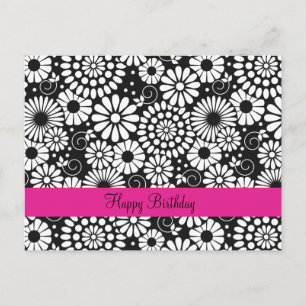 Retro black white flowers Postcard