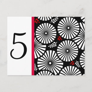 Retro black white flowers Table Number Postcard