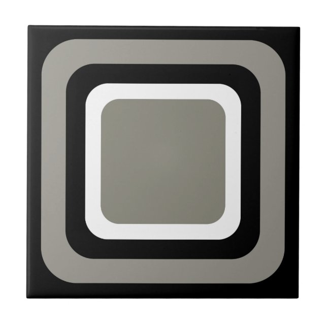 Retro Black White Grey Ceramic Tile (Front)
