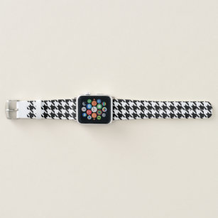 Retro Black White Hounds-tooth Weaving Pattern Apple Watch Band