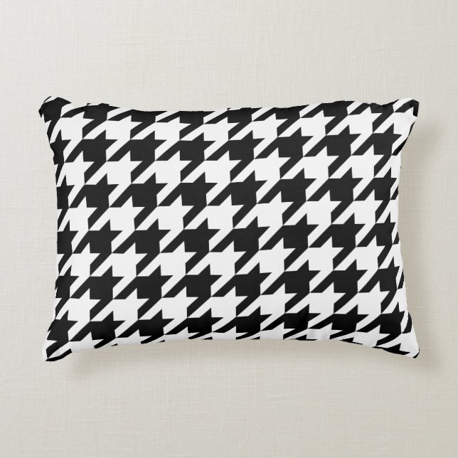 Retro Black White Hounds-tooth Weaving Pattern Decorative Cushion (Front)