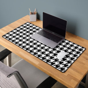 Retro Black White Hounds-tooth Weaving Pattern Desk Mat