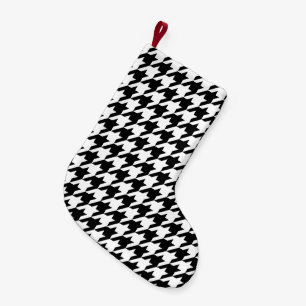 Retro Black White Hounds-tooth Weaving Pattern Small Christmas Stocking