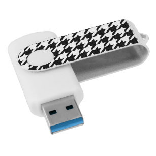 Retro Black White Hounds-tooth Weaving Pattern USB Flash Drive