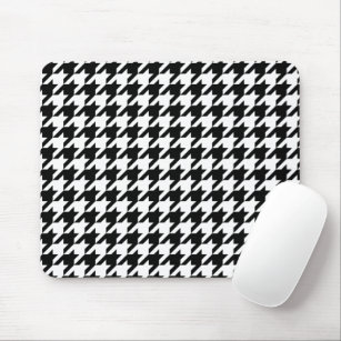 Retro Black White Houndstooth Weaving Pattern Mouse Pad