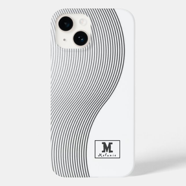 Retro black white lines Abstract minimal Monogram  Case-Mate iPhone Case (Back)
