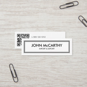 Retro Black White Professional Stripes Minimalist Mini Business Card