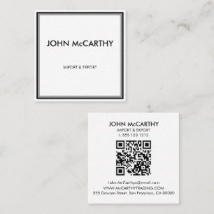 Retro Black White Professional Stripes Minimalist Square Business Card