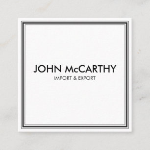 Retro Black White Professional Stripes Minimalist Square Business Card