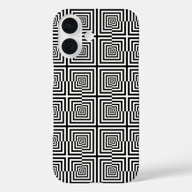 Retro Black White Squares Psychedelic Pattern Case-Mate iPhone Case (Back)
