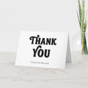 Retro Black white Typography personalised Thank You Card