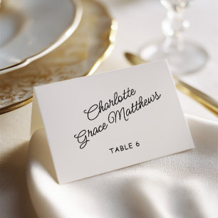 Retro Black & White Wedding Guest Name Place Card