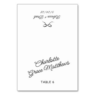 Retro Black & White Wedding Guest Name Place Card