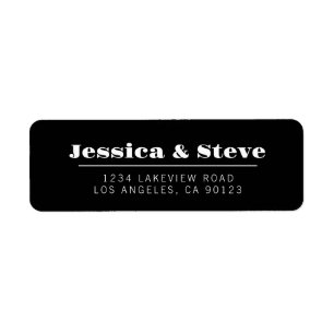 Retro Black & White Wedding Return Address Label