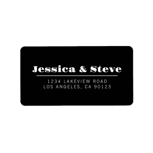 Retro Black & White Wedding Return Address Label (Front)