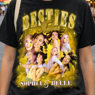 Retro Black Yellow Besties Y2K Bootleg Add Photos T-Shirt