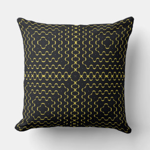 Retro Black Yellow Squares Pattern Cushion