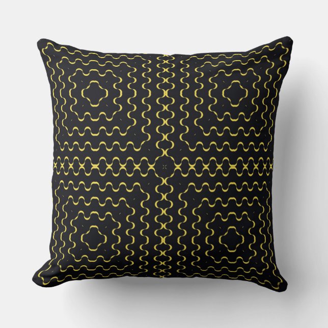 Retro Black Yellow Squares Pattern Cushion (Front)
