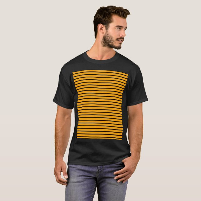 Retro Black Yellow Stripes Pattern 70s 80s Classic T-Shirt (Front Full)