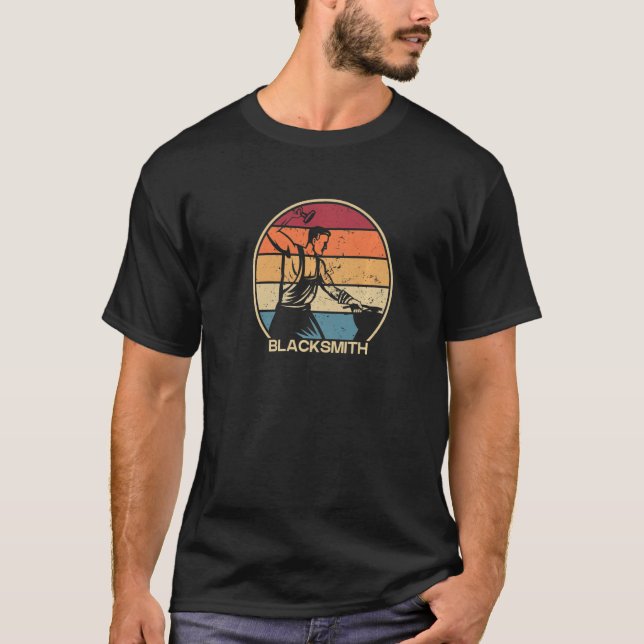 Retro Blacksmith Anvil Hobby Legend Forging Blacks T-Shirt (Front)